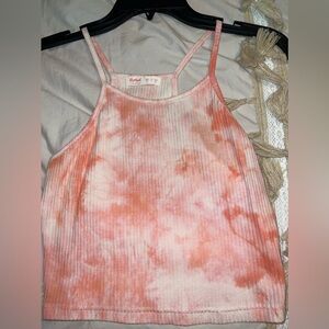 Romwe Orange and Pink TieDye Cropped Tank